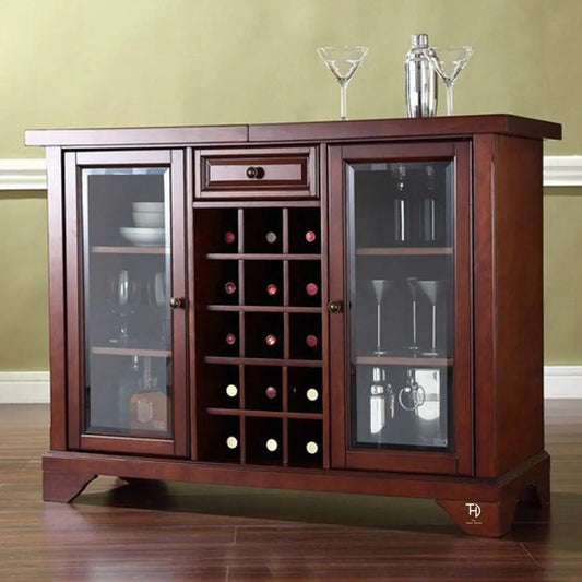 Solid Mango Wood Zambo Bar Cabinet with Bottle Rack