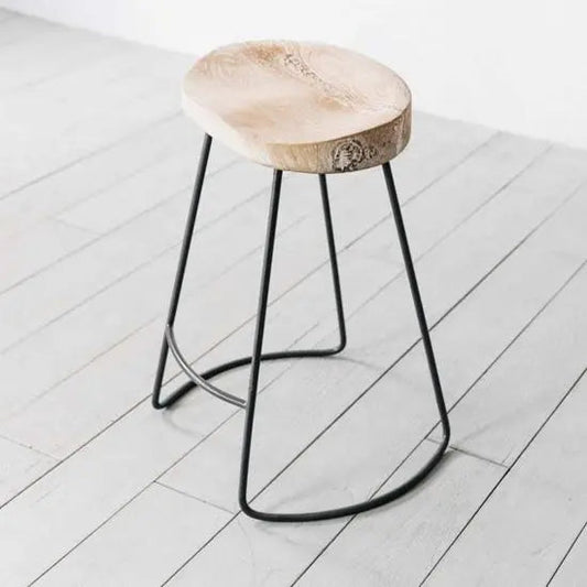 Baltoro Solid Mango Wood Bar Stool with Metal Base
