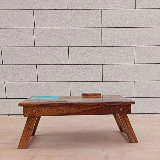 Sheesham Wood One-Drawer Portable Laptop Table with Mouse Pad