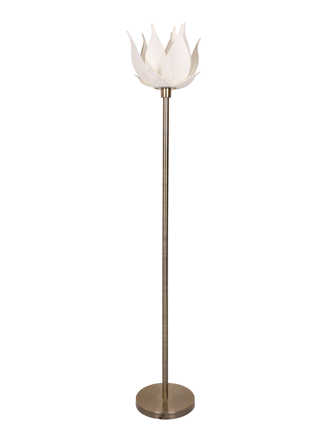 Auspicious Ivory Blooming Lotus Antique Brass Floor Lamp