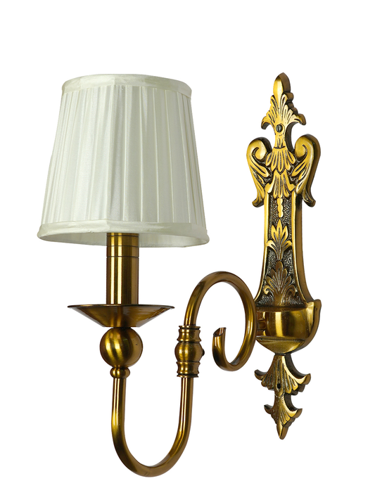 Elegant Gold European-Style Single Light Steel Wall Sconce with Pleated Fabric Shade
