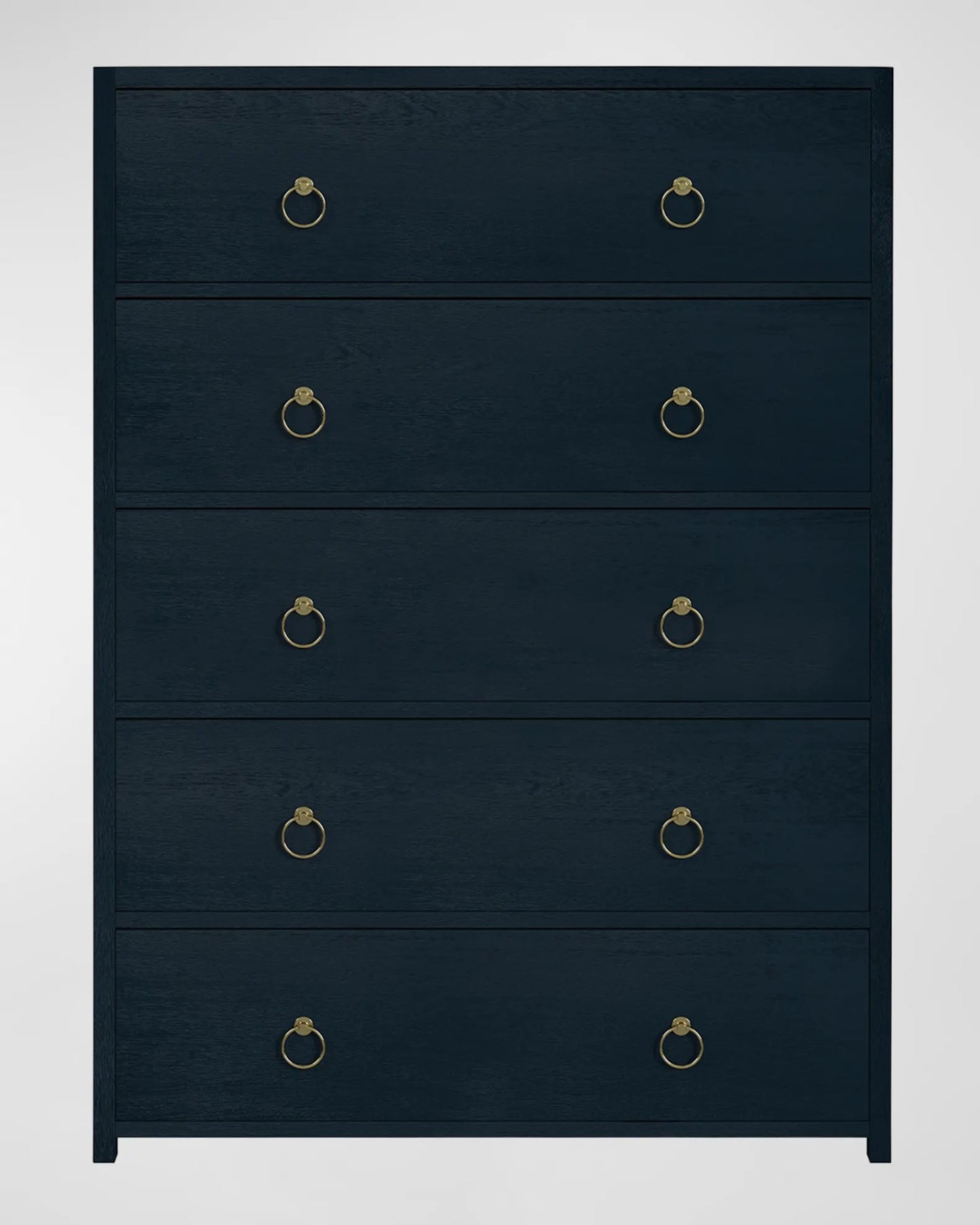 Elegant Lark Chest: Golden Ring Pulls, Smooth Ball Bearing Glides, Textured Wooden Finish