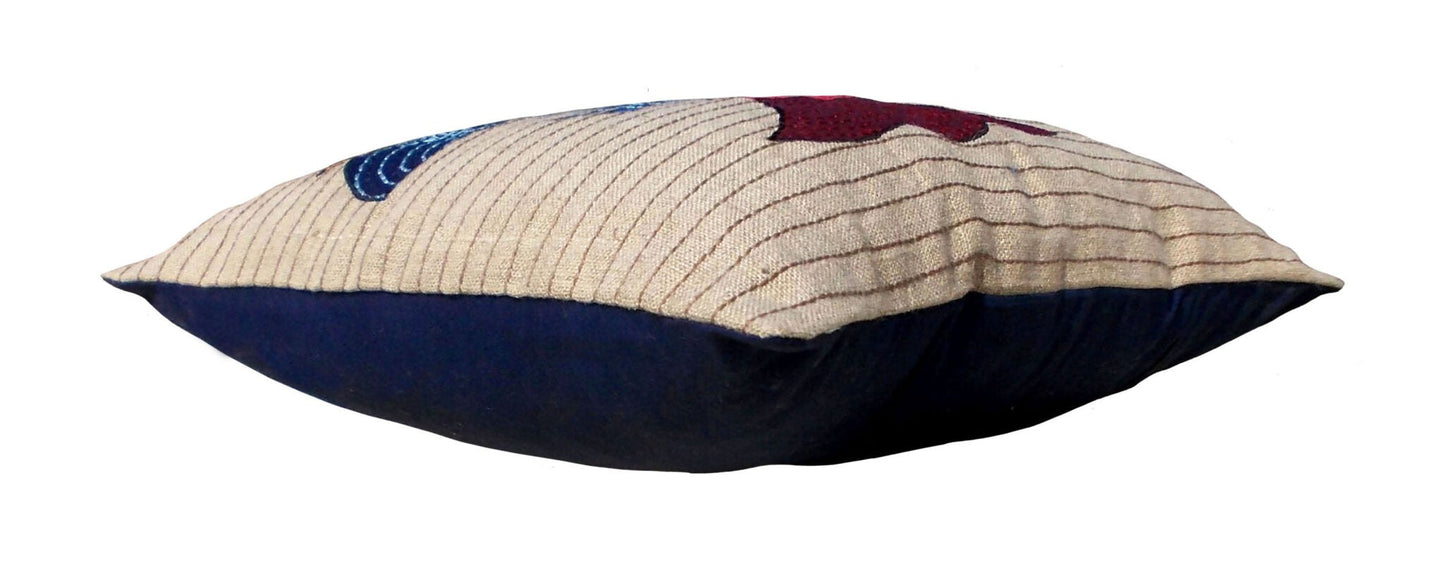 Gondal Art Linen Pillow Cover with Peacock Motif Handcrafted 16x16