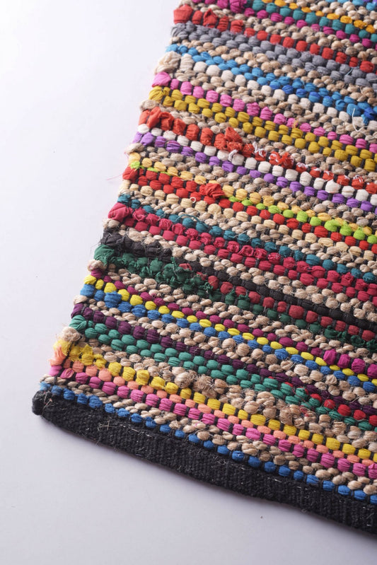 Handwoven Multicolour Chindi Jute Rug – Vibrant Boho Décor