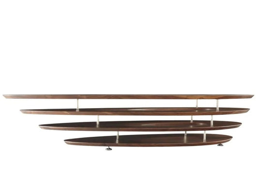 Modern Walnut Interstice Coffee Table – Unique Boat Frame Design with Steel Connectors