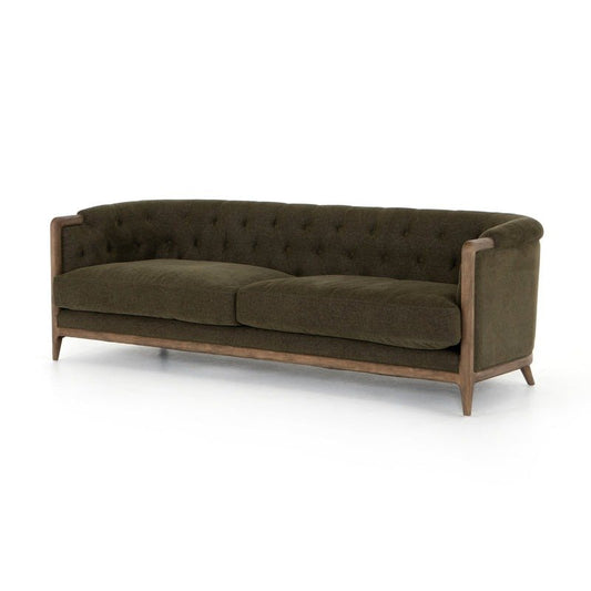 Emilio Olive Performance Fabric Cushion Sofa with Solid Wood Frame