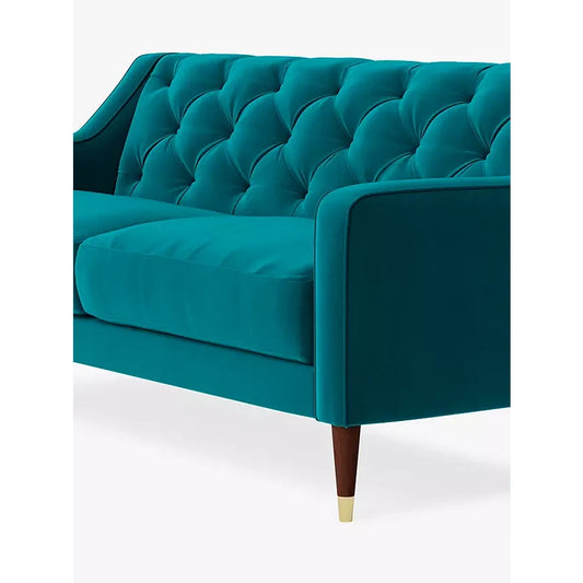 Kingfisher Velvet 3‑Seater Sofa with Acacia Wood Frame