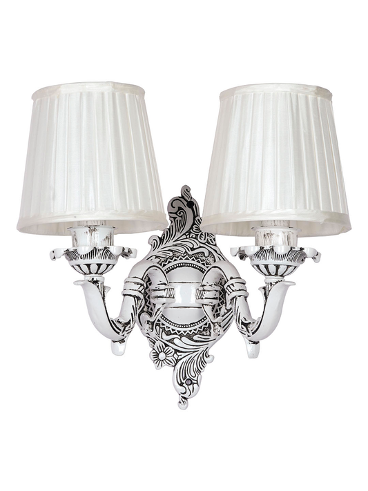 Antique White Swan Double Wall Lamp with Pleated Shades