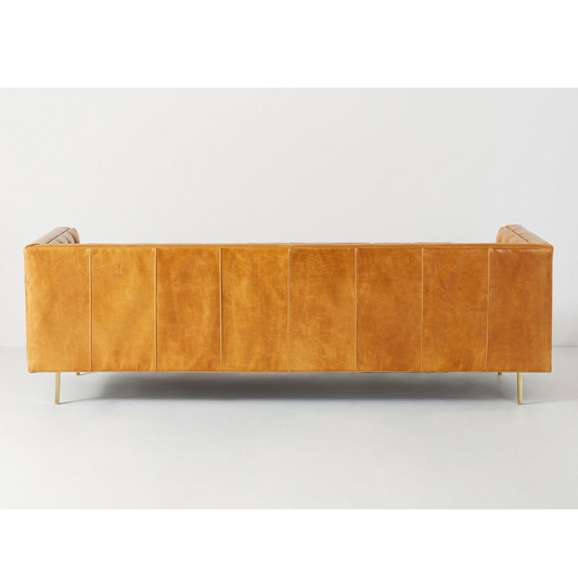 Mina Premium Leather Two-Cushion Sofa – Yellow Verman Finish