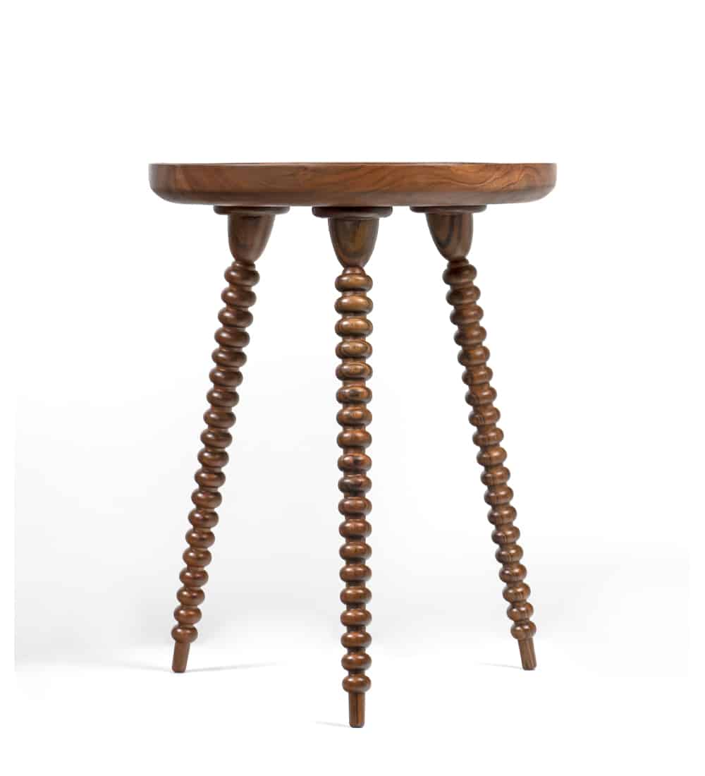 Elegant Trio Walnut Side Table with Polished Glass Top