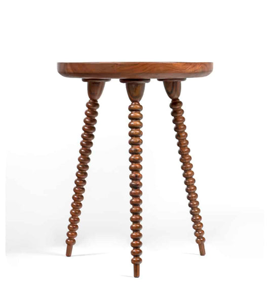 Elegant Trio Walnut Side Table with Polished Glass Top