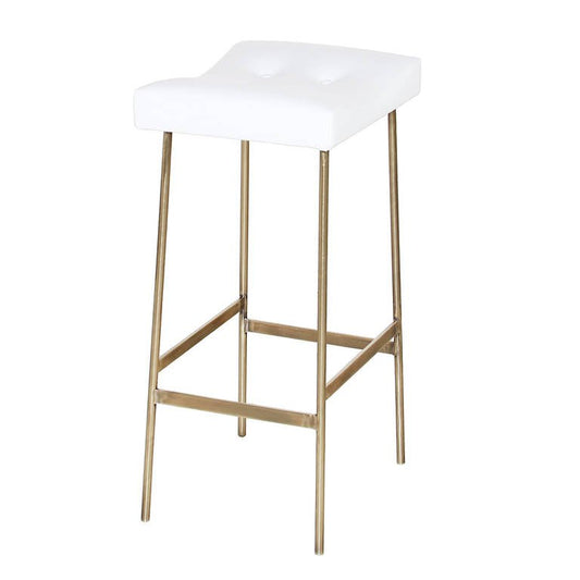 Premium Metal Leather Bunda Bar Stool - Tufted Upholstery, Custom Heights