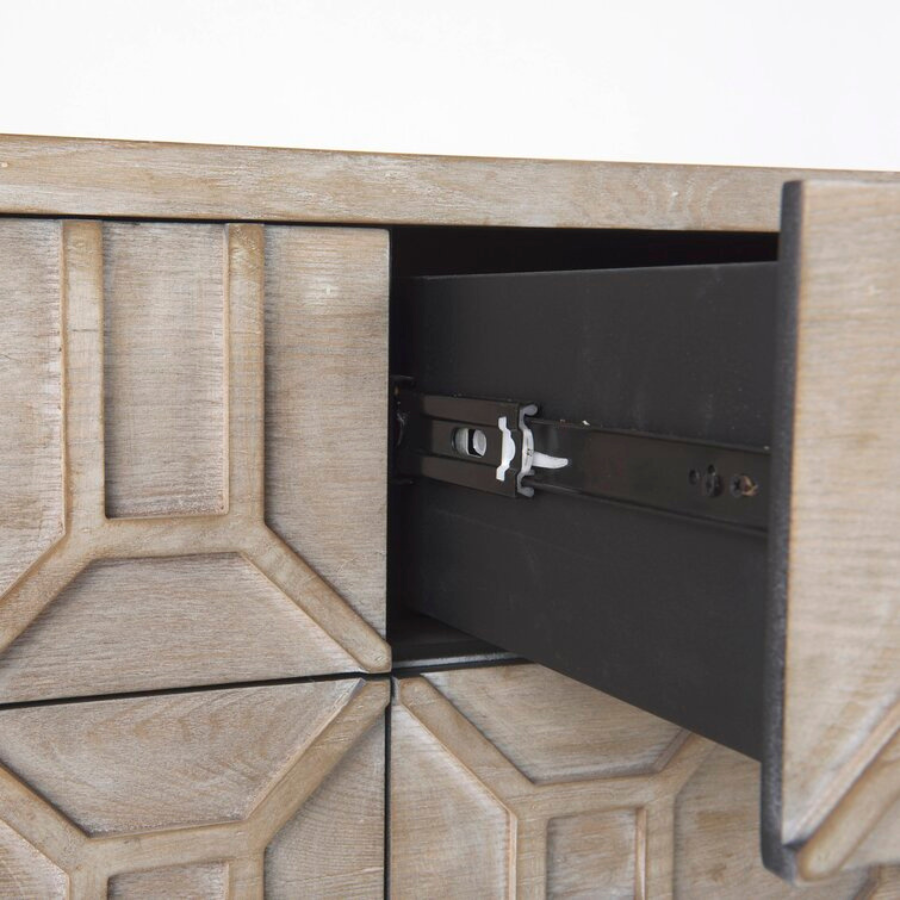 Elegant Smoke Grey Mango Wood Chest Drawer Sideboard