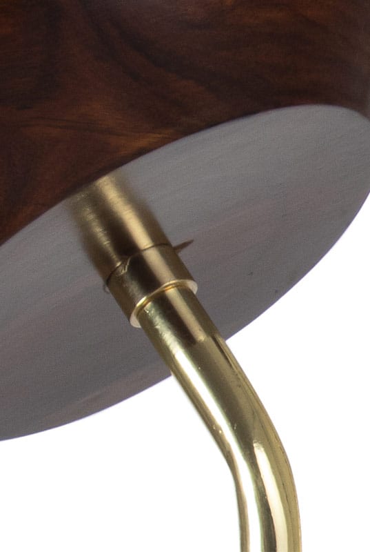 Elegant Trayah Gold Leaf Brass Floor Lamp with Rosewood