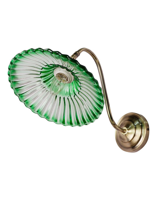 Modern Industrial Green Ribbed Glass Adjustable Gooseneck Wall Sconce