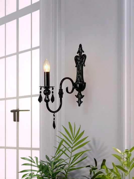 Elegant Black Crystal Candelabra Wall Sconce Light Fixture for Modern Homes