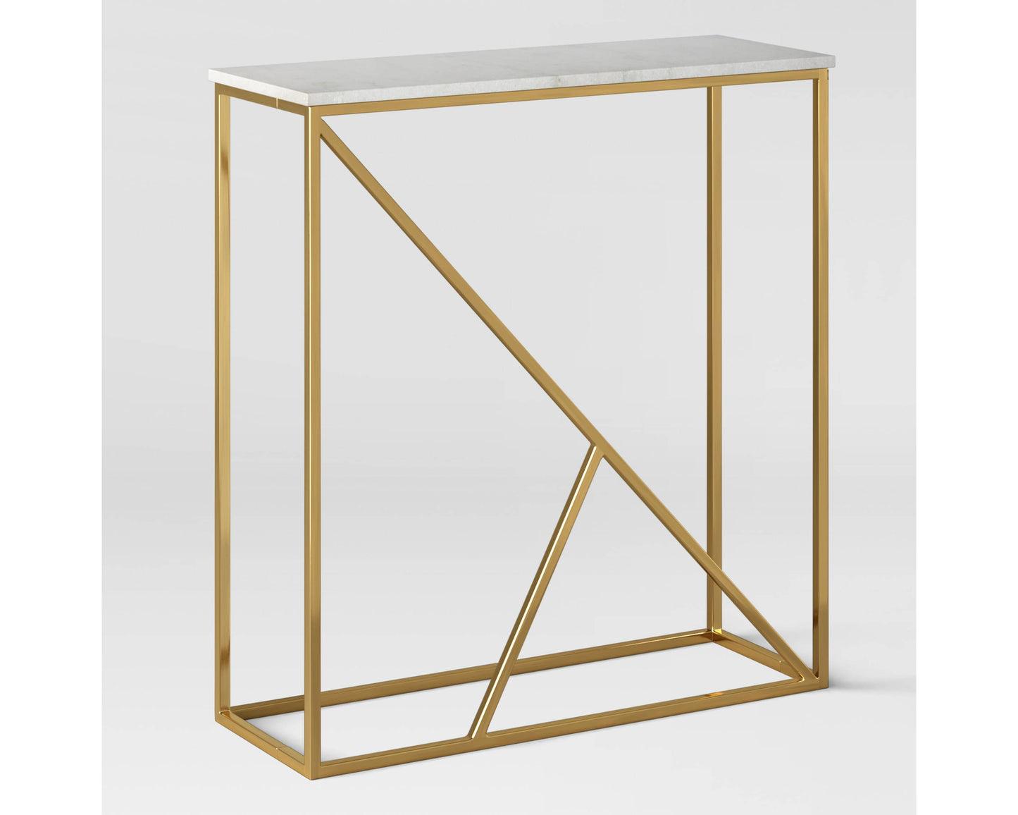Modern Luxury White Marble Console Table with Gold Brass Frame for Entryway