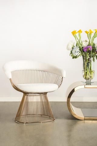 Elegant Gold Wire Barrel Chair with Plush White Cushion for Modern Homes