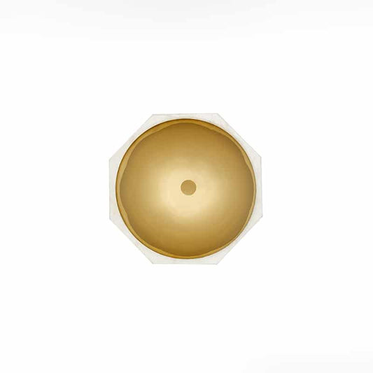 White Marble Facet Canisters Set of Two with Brass Lid