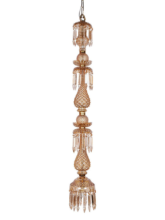 Grand Golden Luster Glass Pendant Light with Hand-Cut Crystals, 127 cm