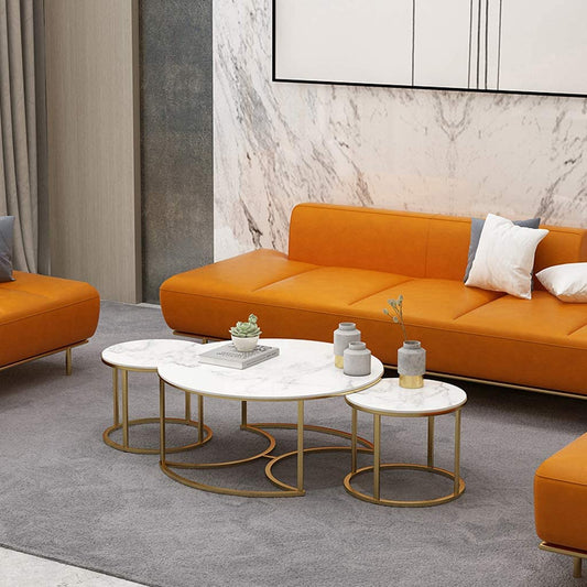 Premium Round Marble Top Nesting Tables Set of 3 for Modern Homes