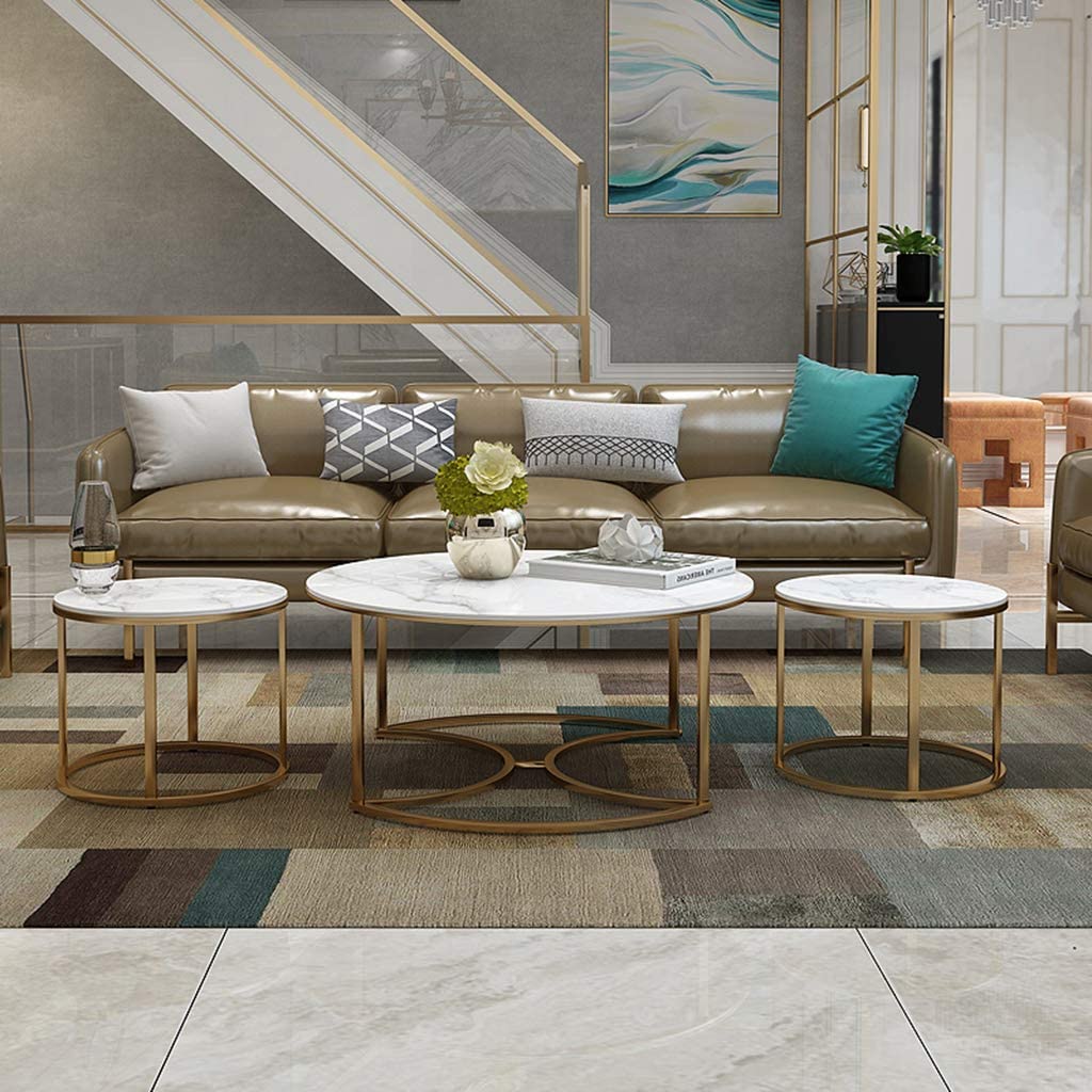 Premium Round Marble Top Nesting Tables Set of 3 for Modern Homes