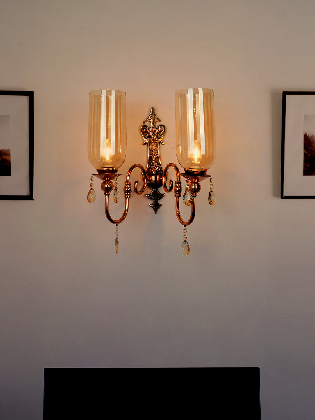 Copper Mild Steel Glass 2-Light Wall Sconce – 49.5 cm