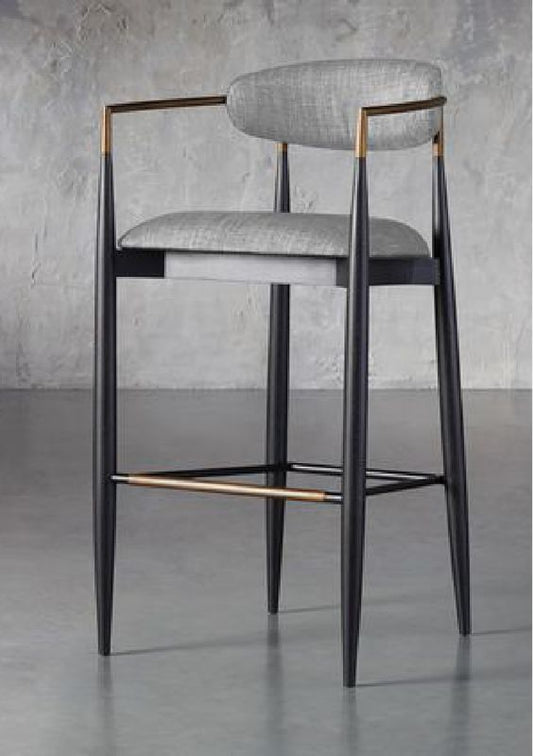 Elegant Jaggy Bar Stools Set of Two, Upholstered with Sleek Gold Accents