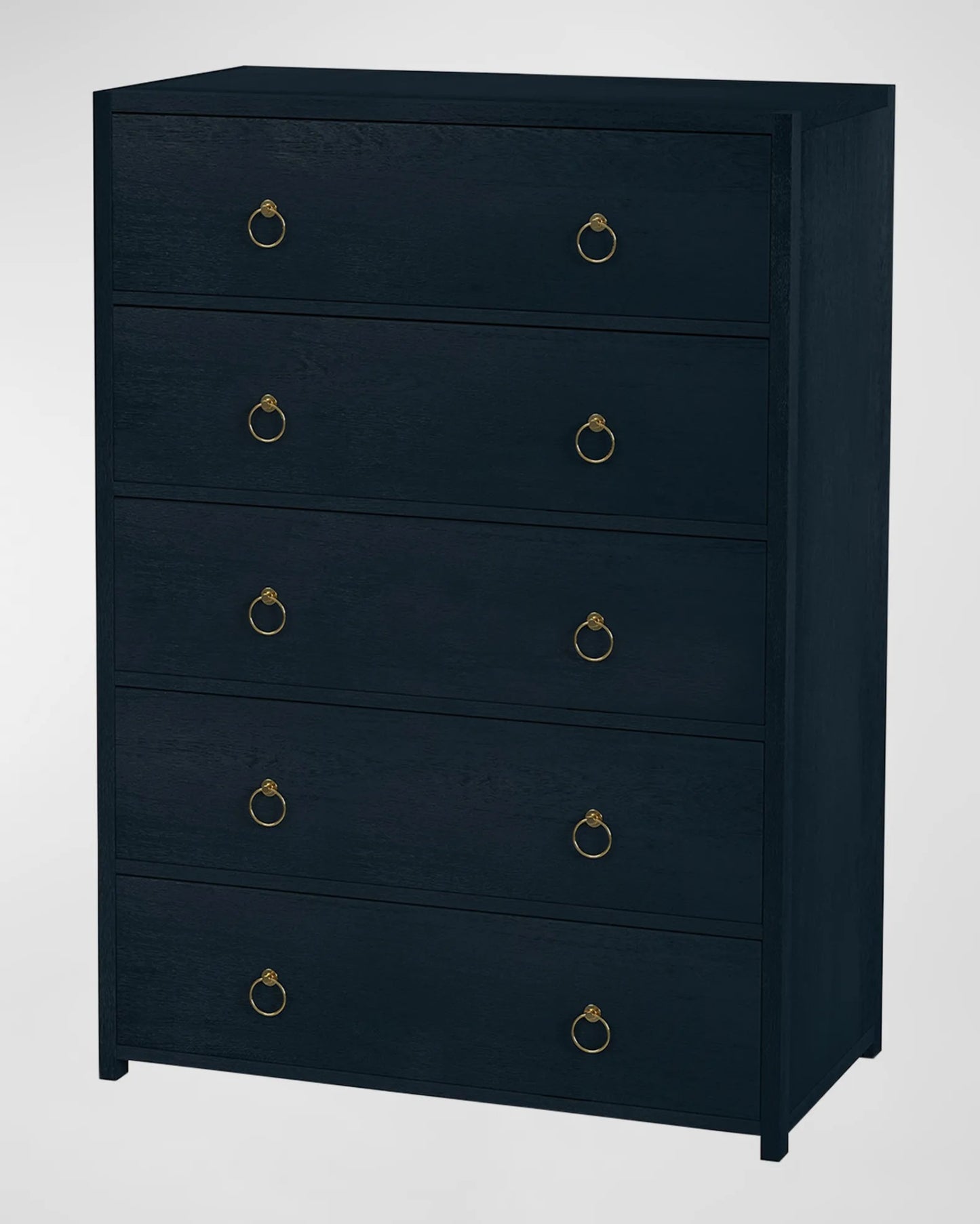 Modern Japan Faux Leather 3-Drawer Chest: Brass Accents, Curved Design Storage