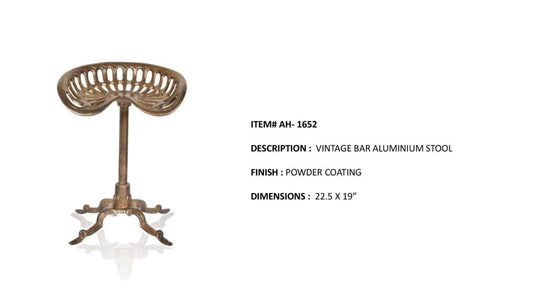 Vintage Aluminium Bar Stool: Tractor Seat Design, Durable Metal for Rustic Decor