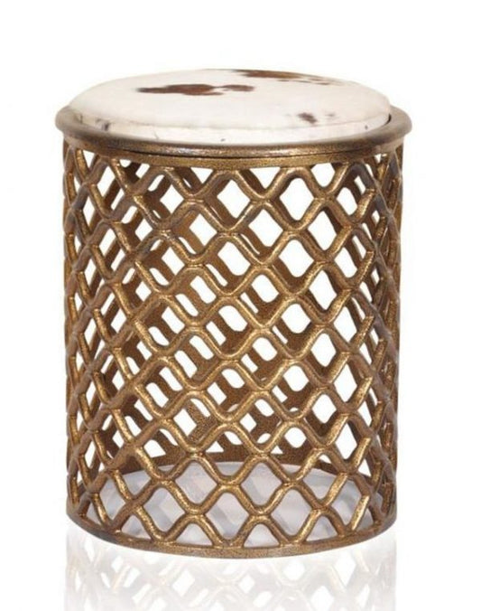 Luxurious Bronze Leather Stool with Aluminium Base for Modern Homes