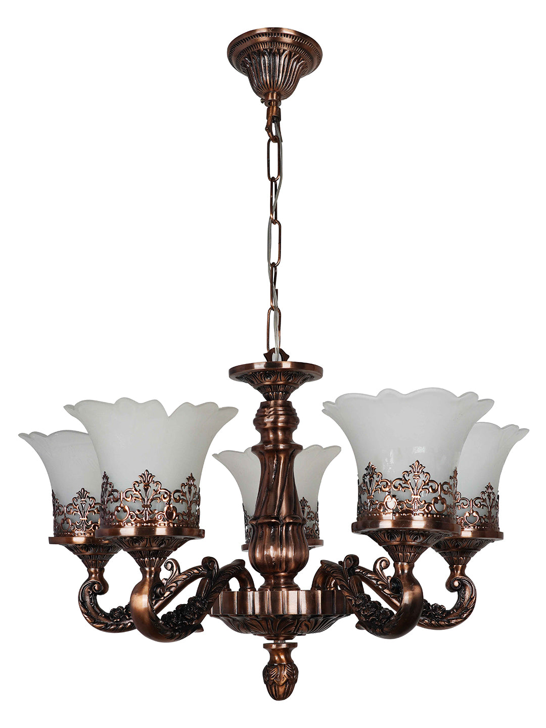 Antique Copper Aluminium 5-Light Chandelier – 61 cm
