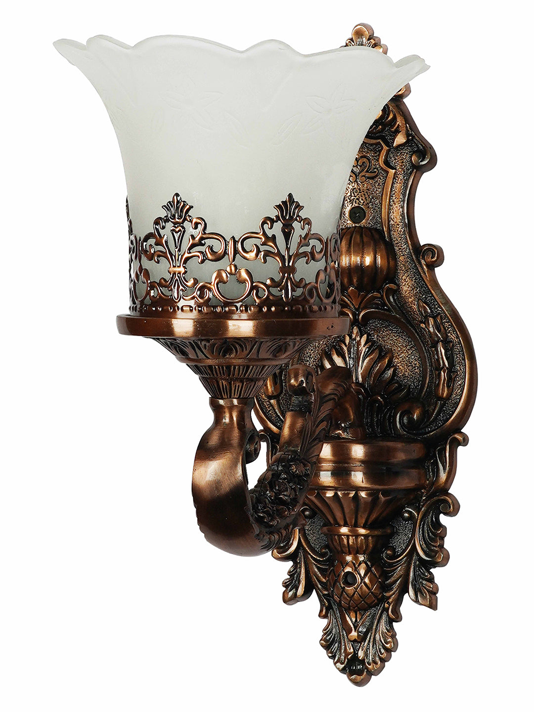 Antique Copper Glass Aluminium 1-Light Wall Sconce – 34.3 cm