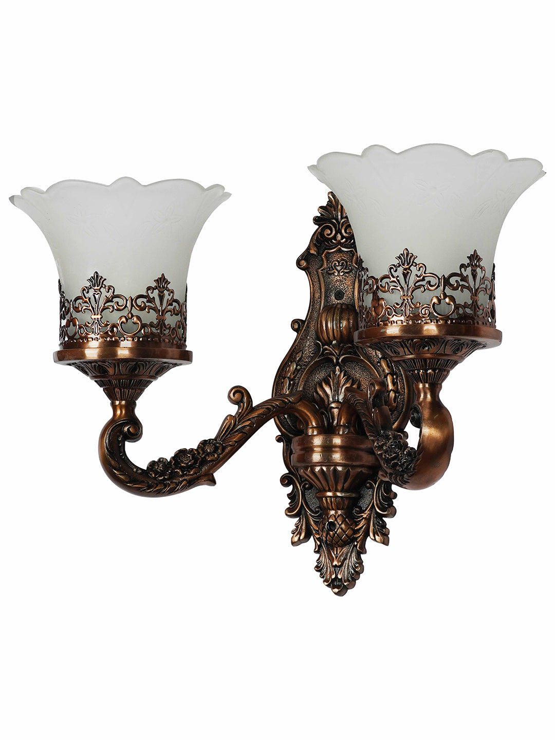 Copper Antique Glass Aluminium 2-Light Wall Sconce – 43.2 cm
