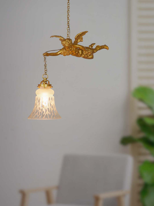 Gilded Cast Aluminium 1-Light Pendant Light – 40.6 cm