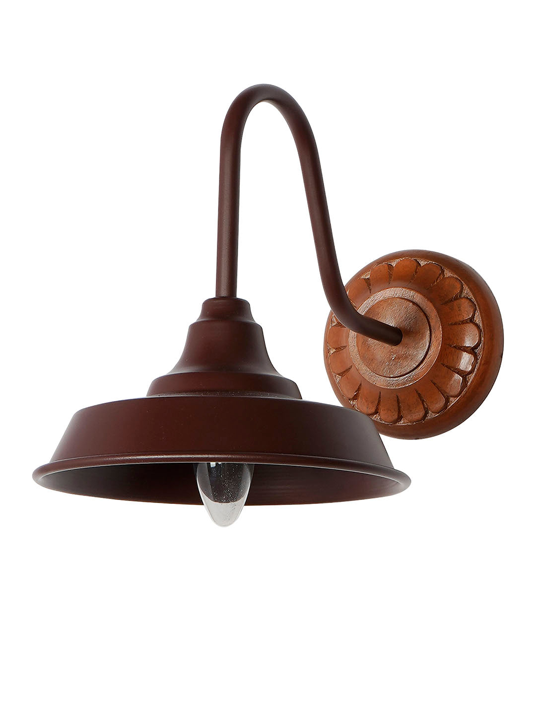 Brown Mild Steel Wood 1-Light Wall Sconce – 24.1 cm