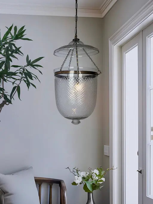 Clear Glass 1-Light Bell Jar Pendant Light – 35.6 cm