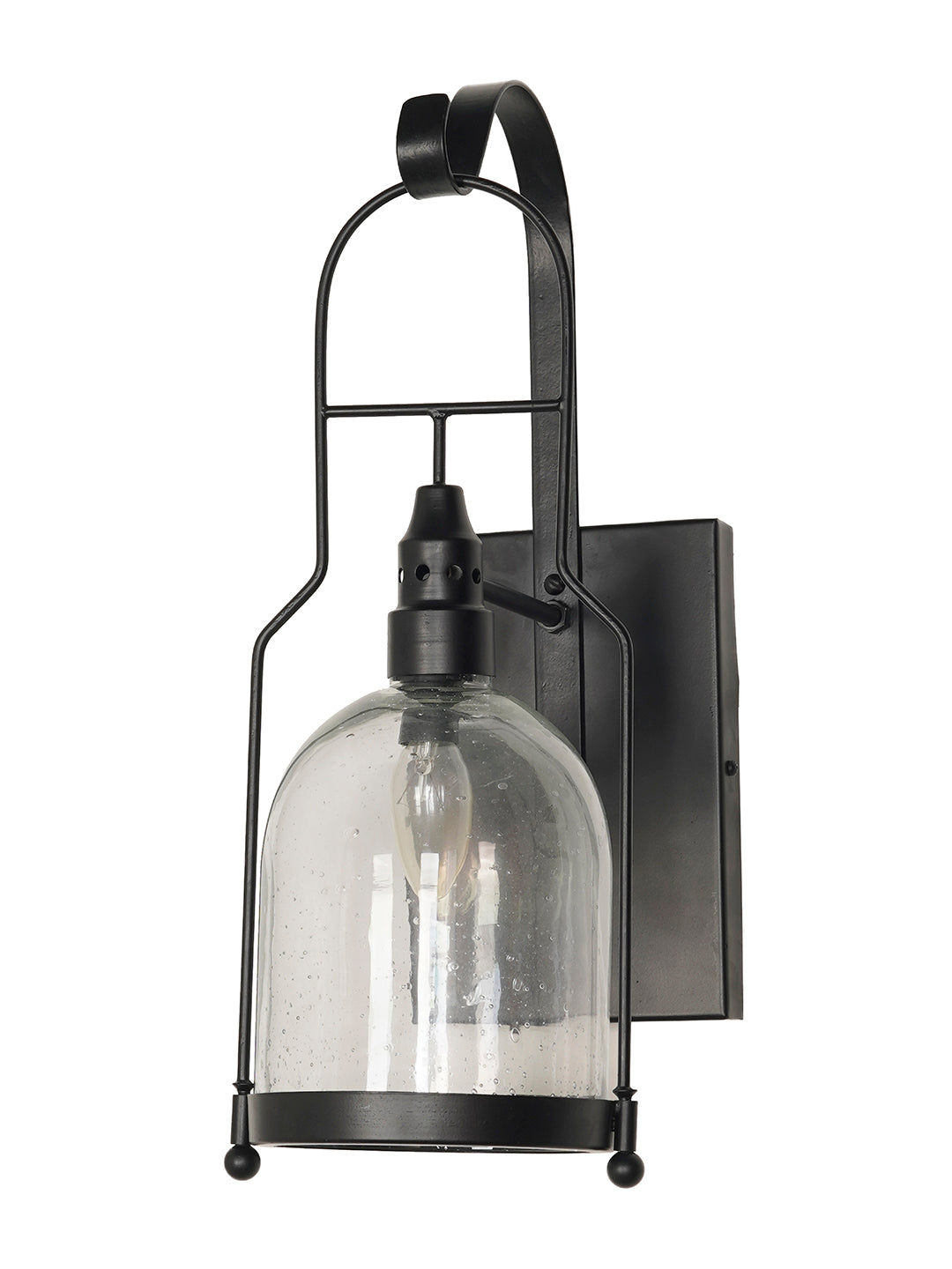 Black Glass Mild Steel 1-Light Wall Sconce – 50.8 cm