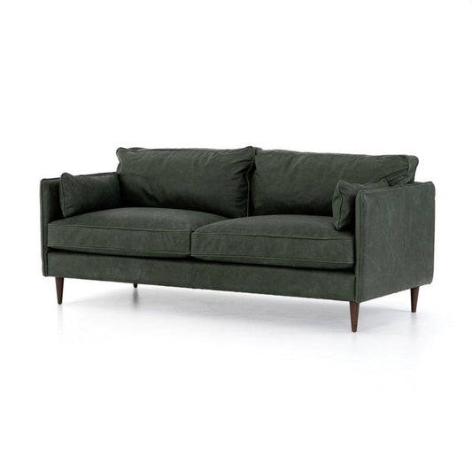Olive Green Sage Cushion Wooden Sofa with Iron Frame