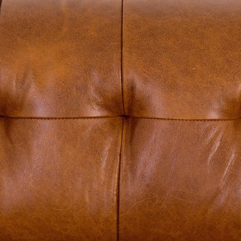 Mason Premium Top-Grain Leather Solid Wood Sofa with Gunmetal Legs