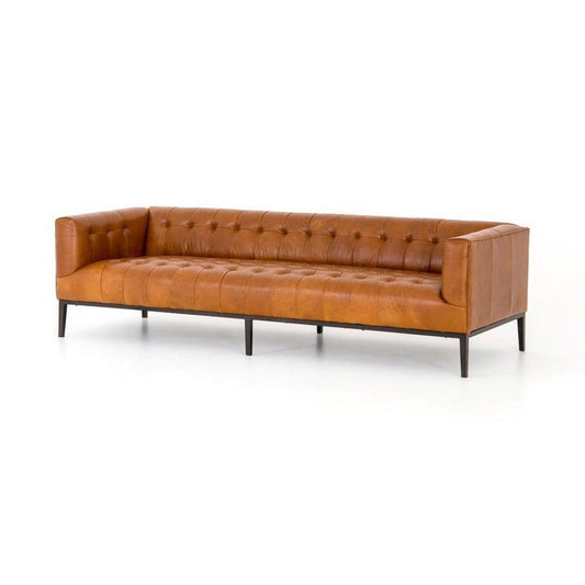 Mason Premium Top-Grain Leather Solid Wood Sofa with Gunmetal Legs