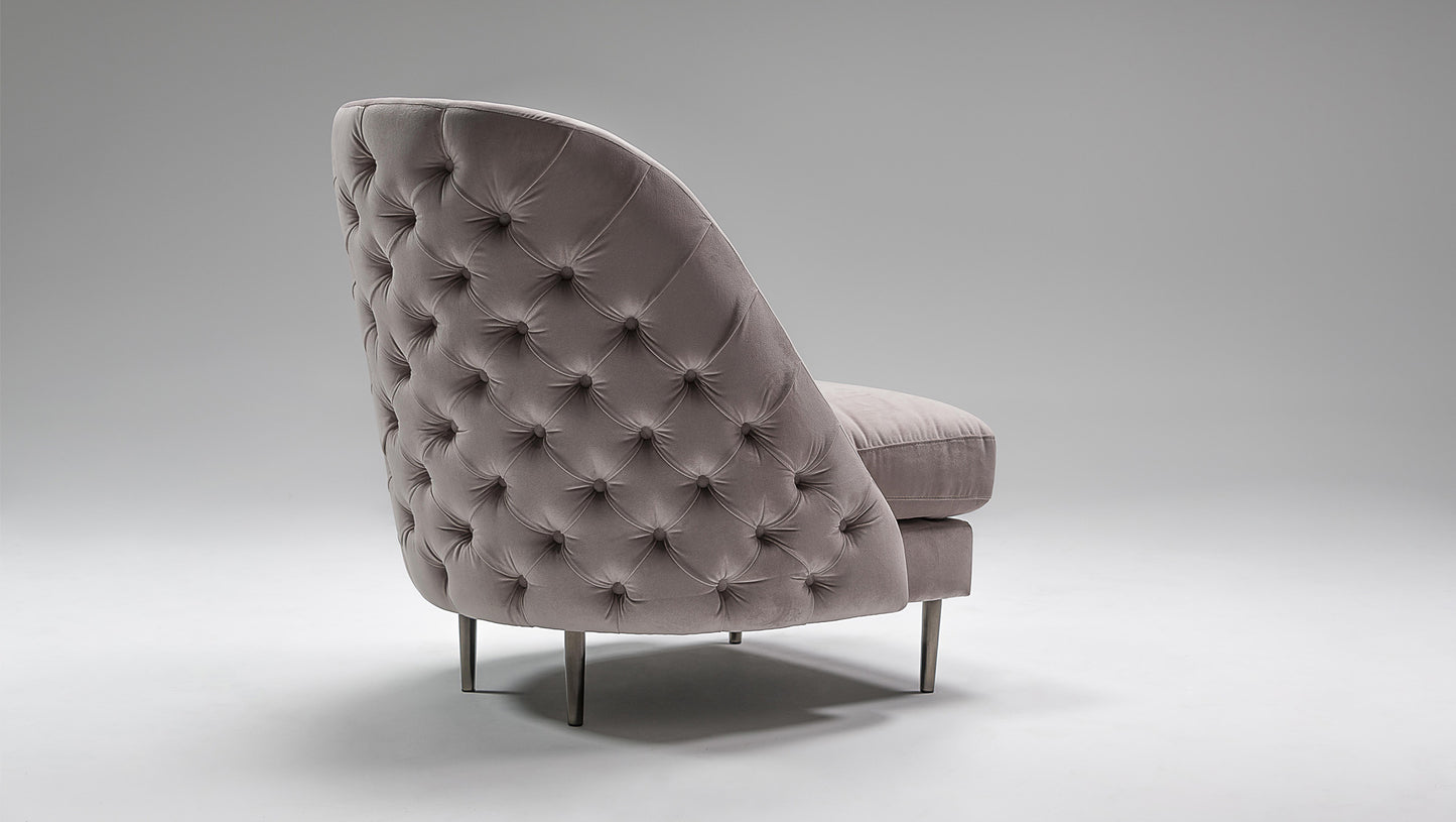 Elegant Belle Fabric Armchair: Cozy High Back, Wooden Frame, Metal Legs
