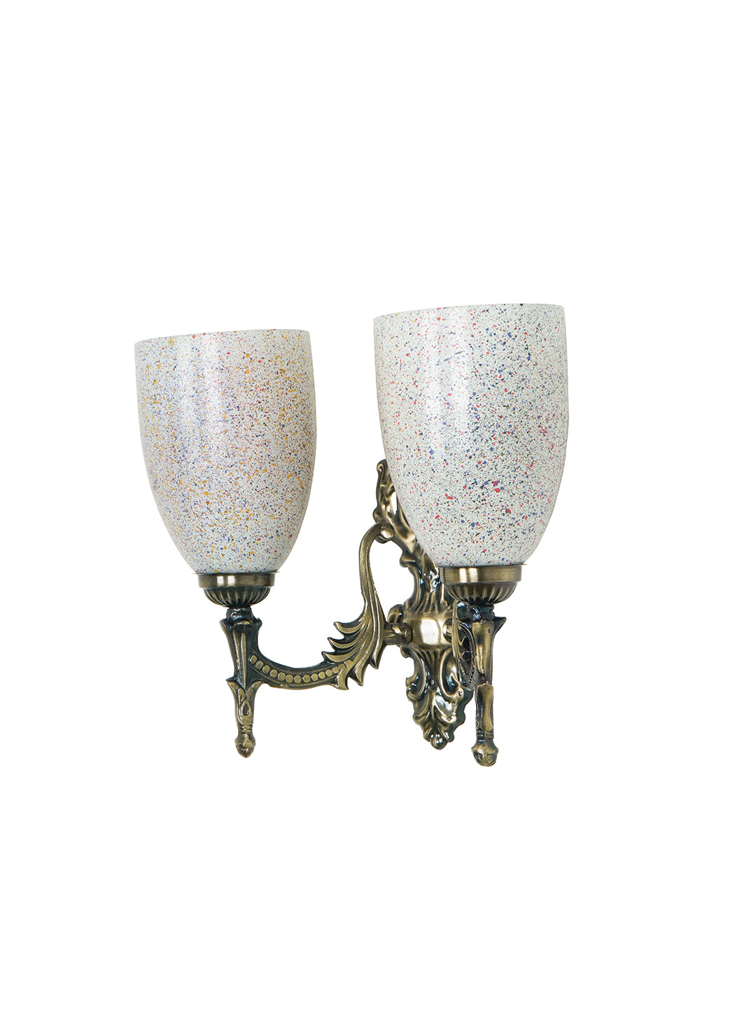 Brass Antique Glass Mild Steel 2-Light Wall Sconce – 30.5 cm
