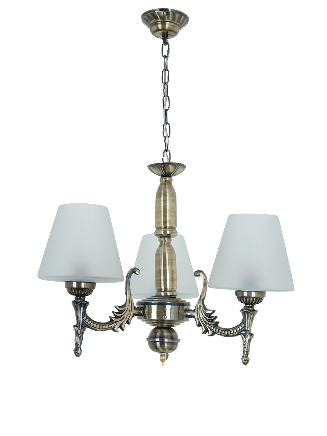 Antique Brass Steel 3-Light Mini Chandelier – 43.2 cm