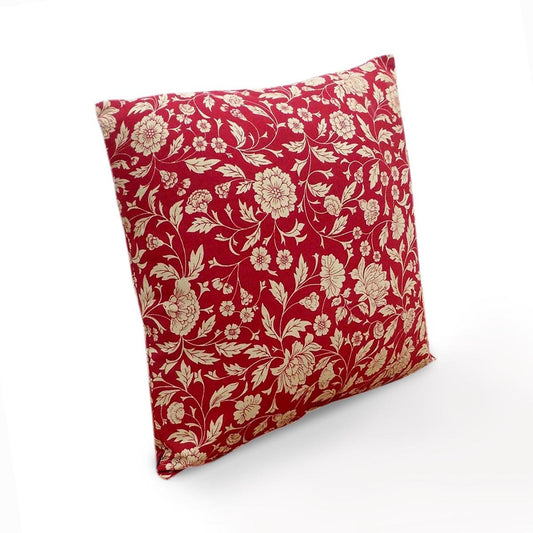 Marsala Kalamkari Cotton Cushion Cover – Cream Floral Print | Reversible | 4 Sizes