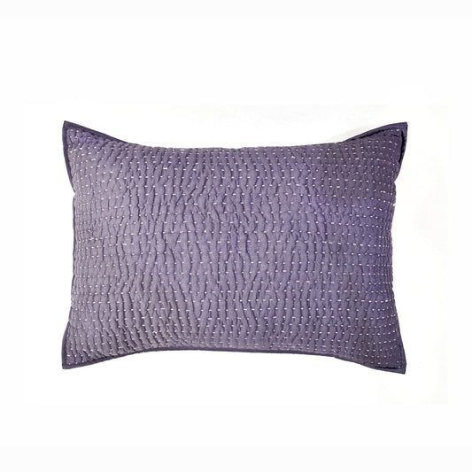 Lavender Kantha Quilted Pillow Sham – Handcrafted Cotton Voile