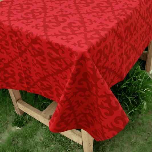 Red Moroccan Print 100% Cotton Christmas Table Cloth – Boho Elegance