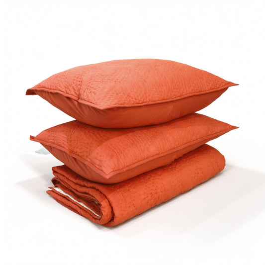 Rust Kantha Chevron Quilted Bed Set – Twin, Queen, King Sizes