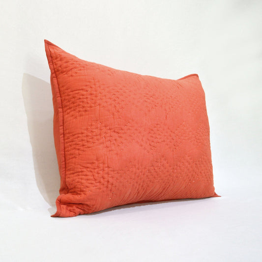 Rust Kantha Quilted Pillowcase with Chevron Pattern – Multiple Sizes
