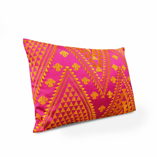 Vliving Hot Pink Orange Kilim Embroidered Pillow Cover